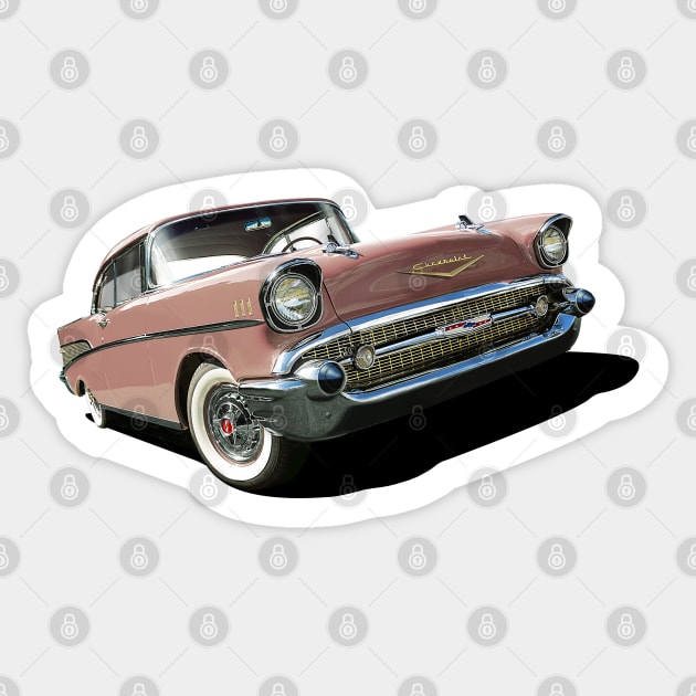 1957 chevrolet bel air in rose Sticker by candcretro